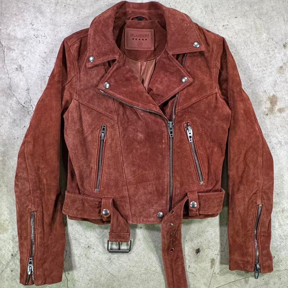 Blank NYC Womens Leather Jacket Sun Valley Suede Luxury Zip Moto XS Streetwear